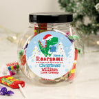 Personalised Dinosaur 'Have a Roarsome Christmas' Sweet Jar for Christmas