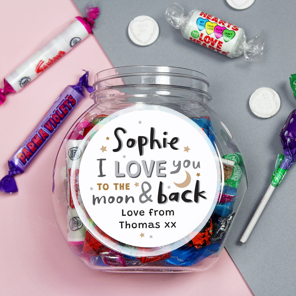 Personalised To the Moon and Back Sweet Jar | Gift for Her