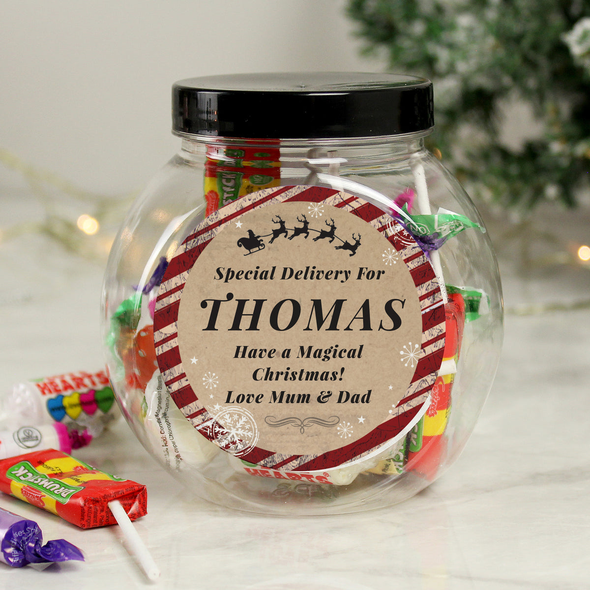 Personalised Special Delivery Sweet Jar | Christmas Gift