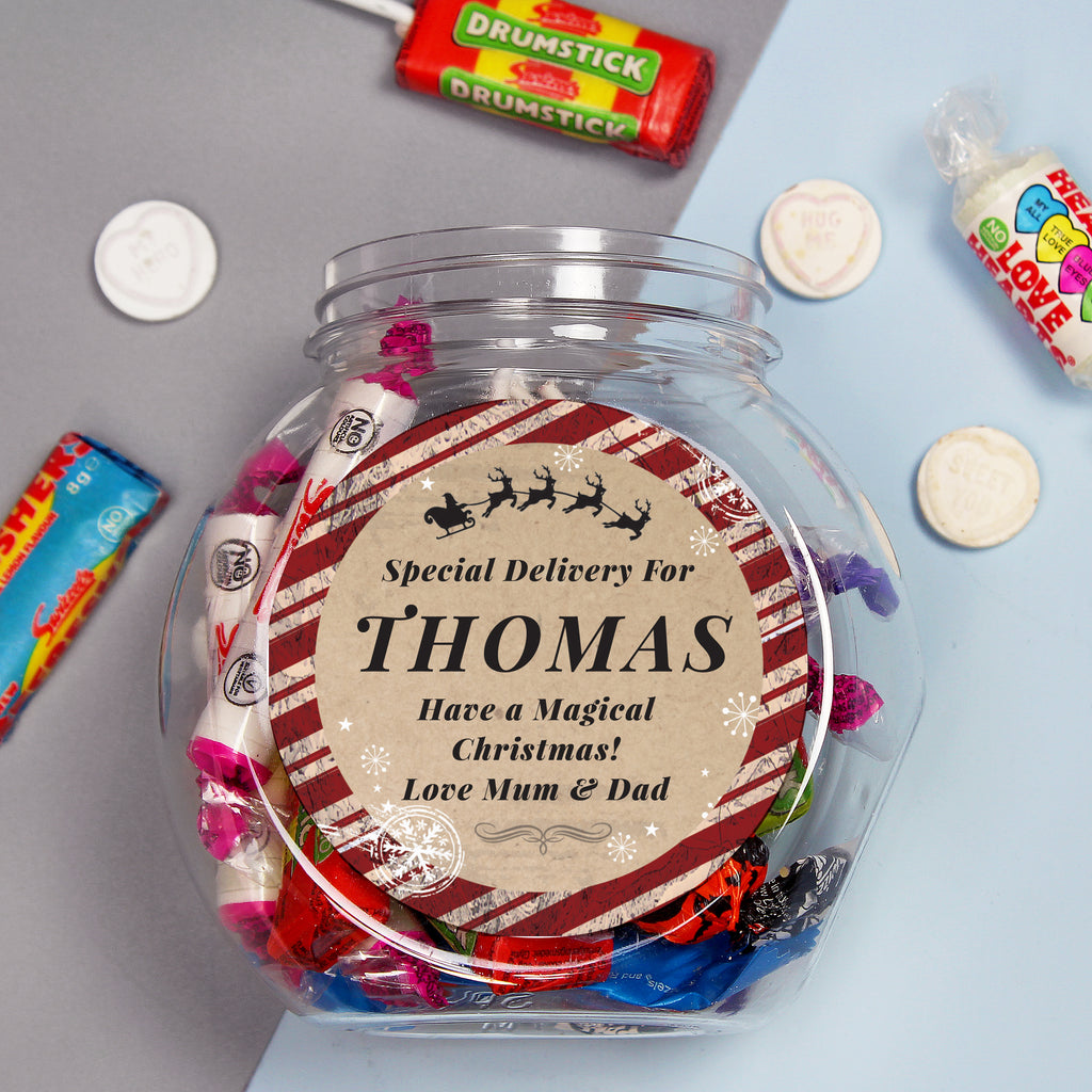 Personalised Special Delivery Sweet Jar | Christmas Gift