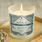 Personalised The Perfect Match Scented Jar Candle | Candles & Reed Diffusers | Valentine's Day Gift