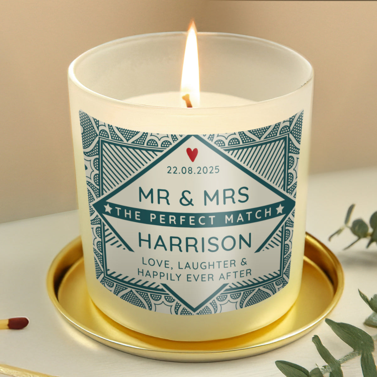 Personalised The Perfect Match Scented Jar Candle | Candles & Reed Diffusers | Valentine's Day Gift
