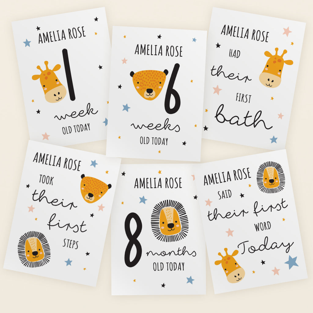 Personalised Animals Baby Milestone Cards | Gift for Her