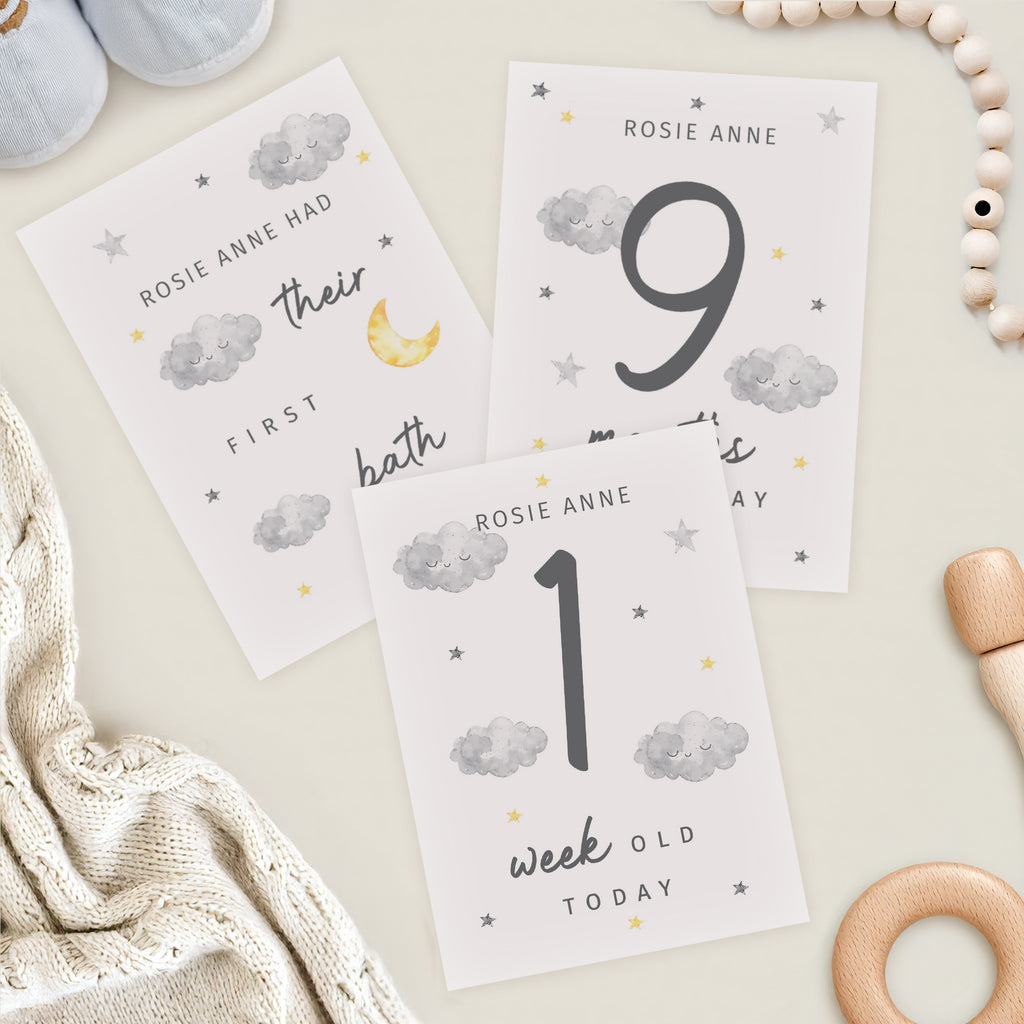 Personalised Cloud Baby Milestone Cards for Mother's Day