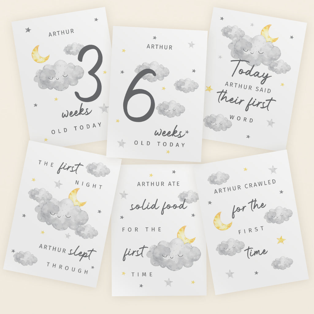 Personalised Cloud Baby Milestone Cards for Mother's Day