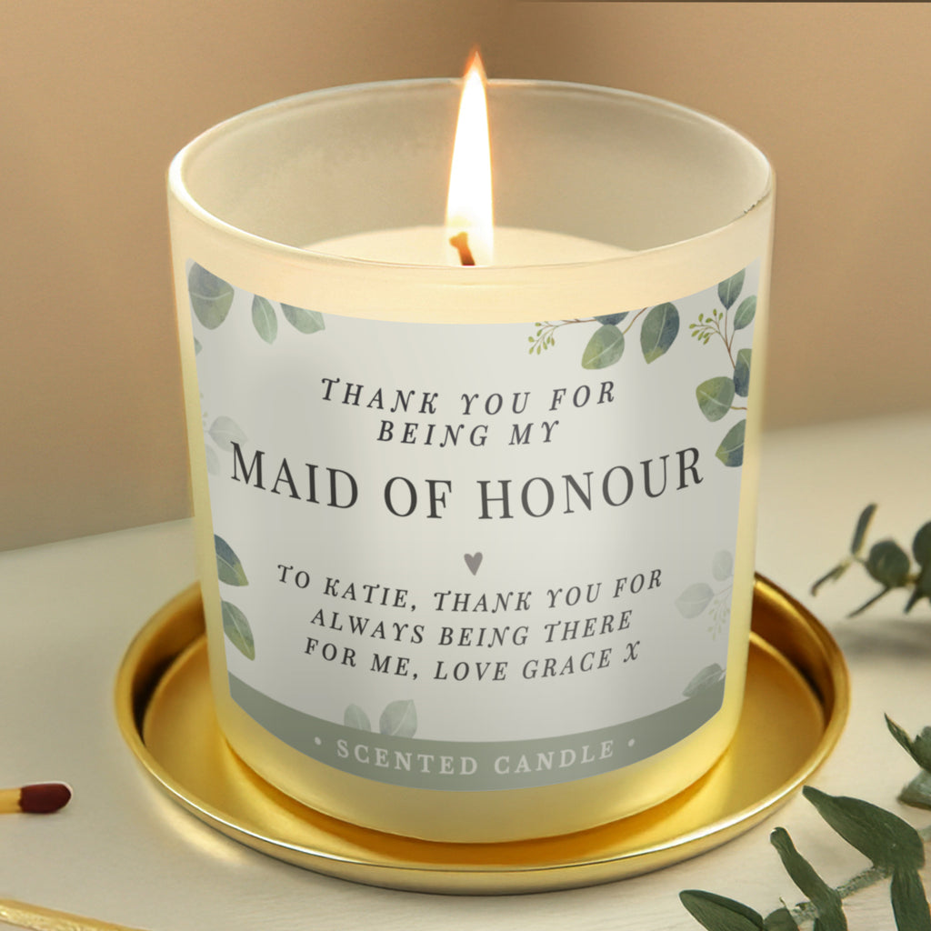 Personalised Botanical Thank You Wedding Party Jar Candle | Wedding Gift