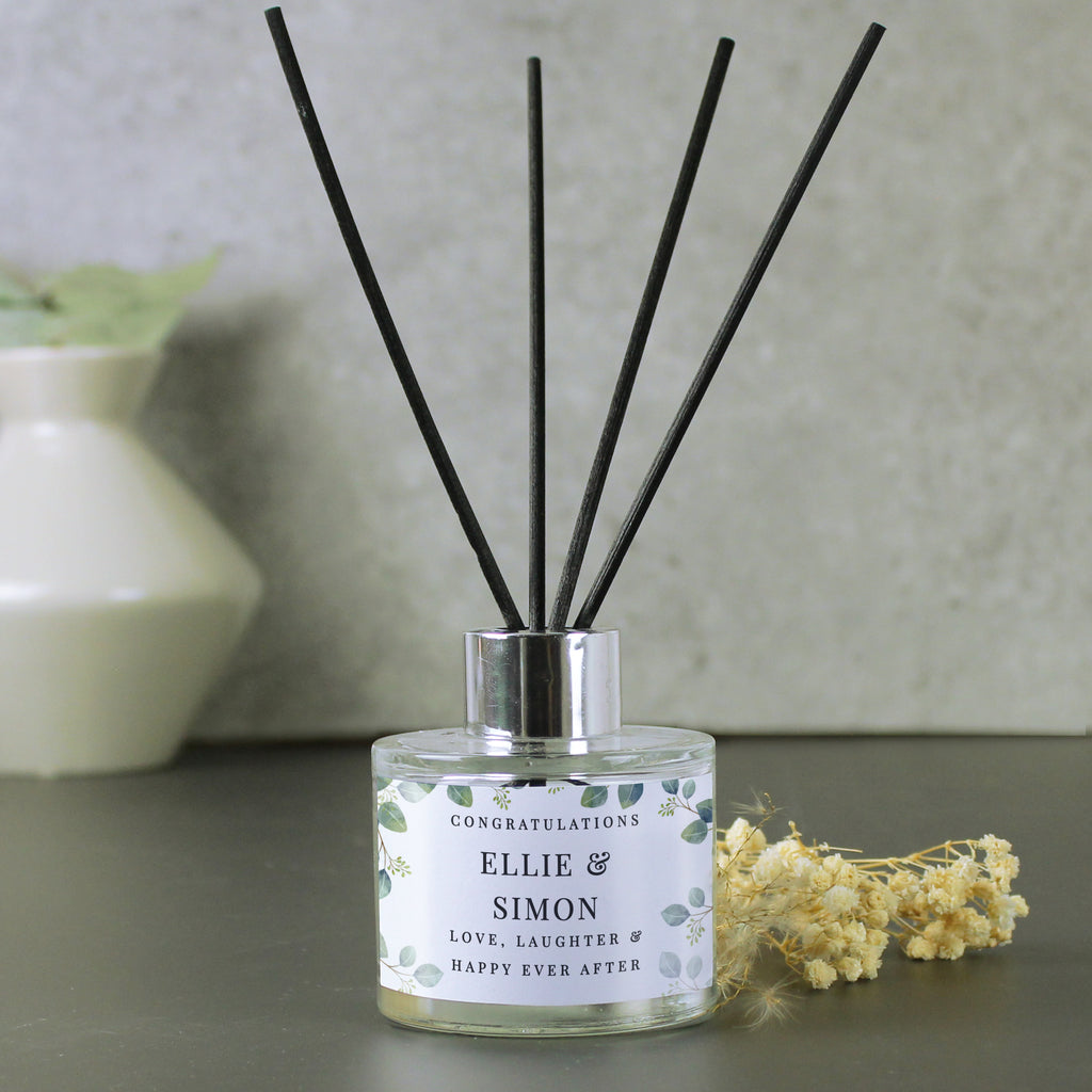 Personalised Botanical Free Text Reed Diffuser | Candles & Reed Diffusers | Wedding Gift