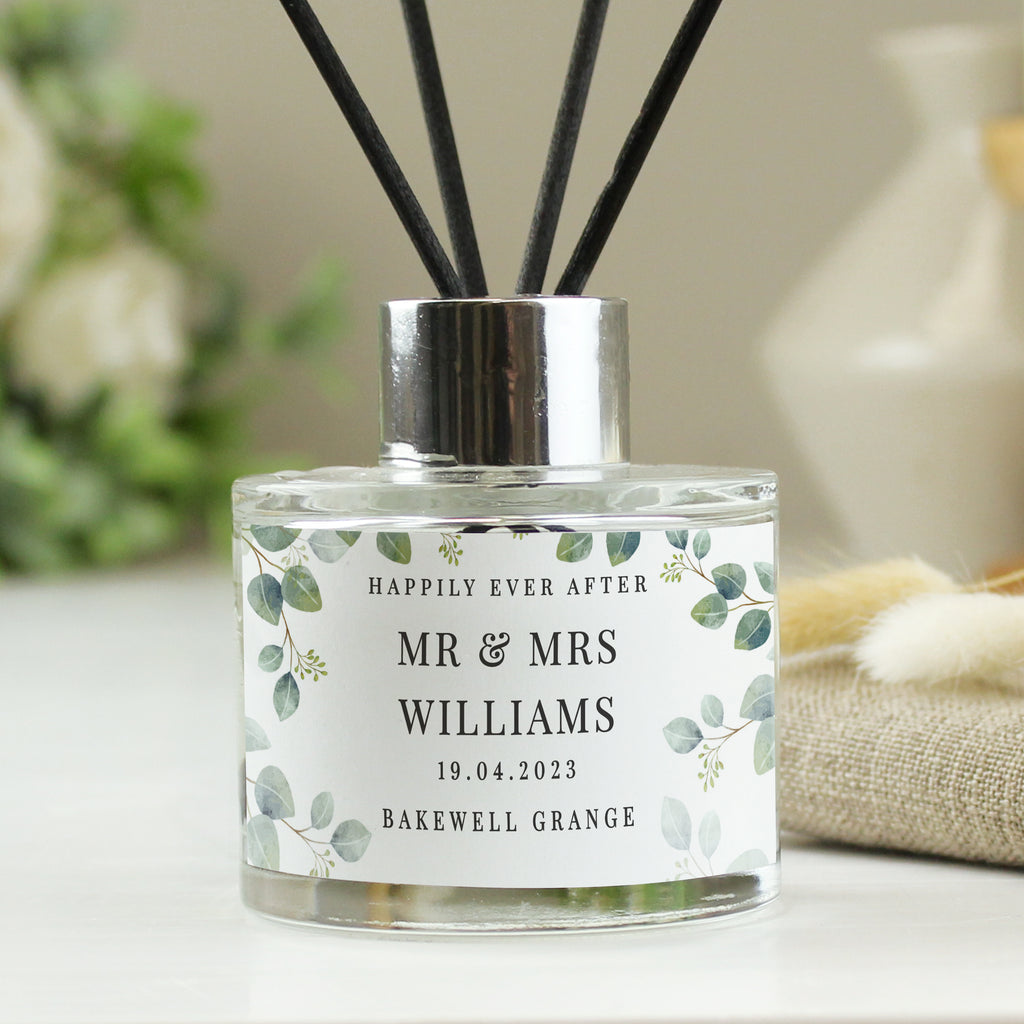 Personalised Botanical Free Text Reed Diffuser | Candles & Reed Diffusers | Wedding Gift