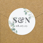 Personalised Botanical Initial Sticker Set for Wedding