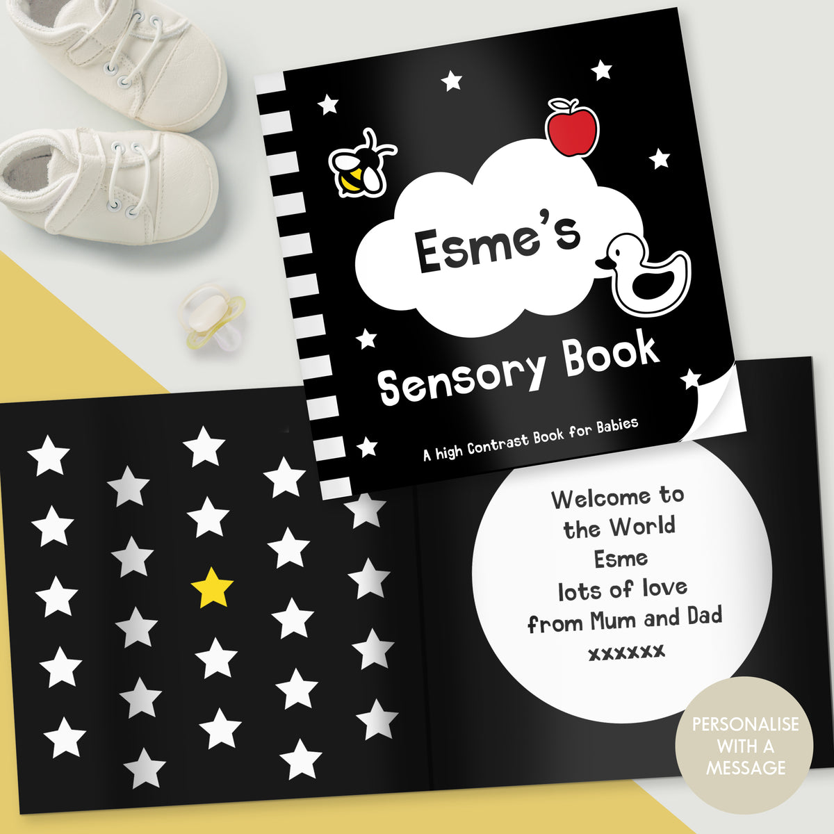 Personalised High Contrast Black and White Baby Book | Books | Inspired Creative Gifts