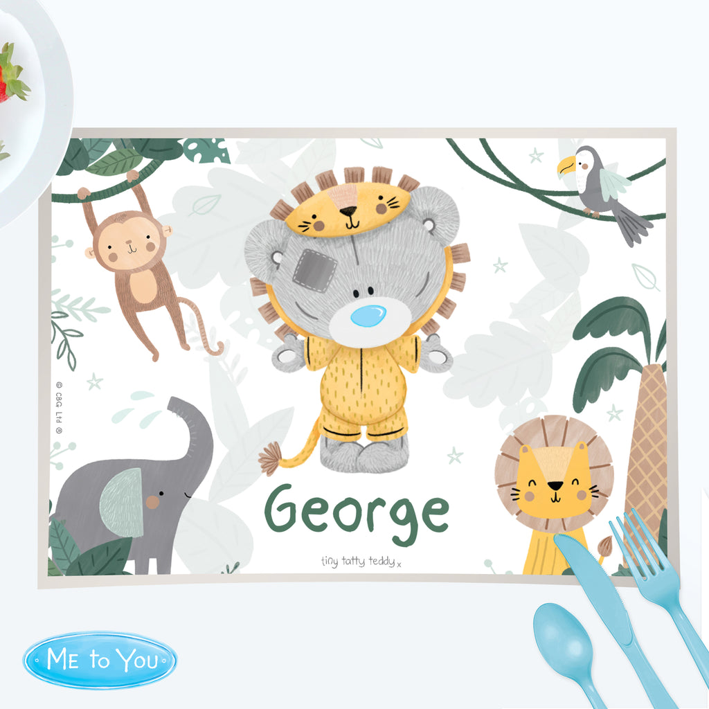 Personalised Tiny Tatty Teddy Jungle Animals Placemat | Mealtime Essentials
