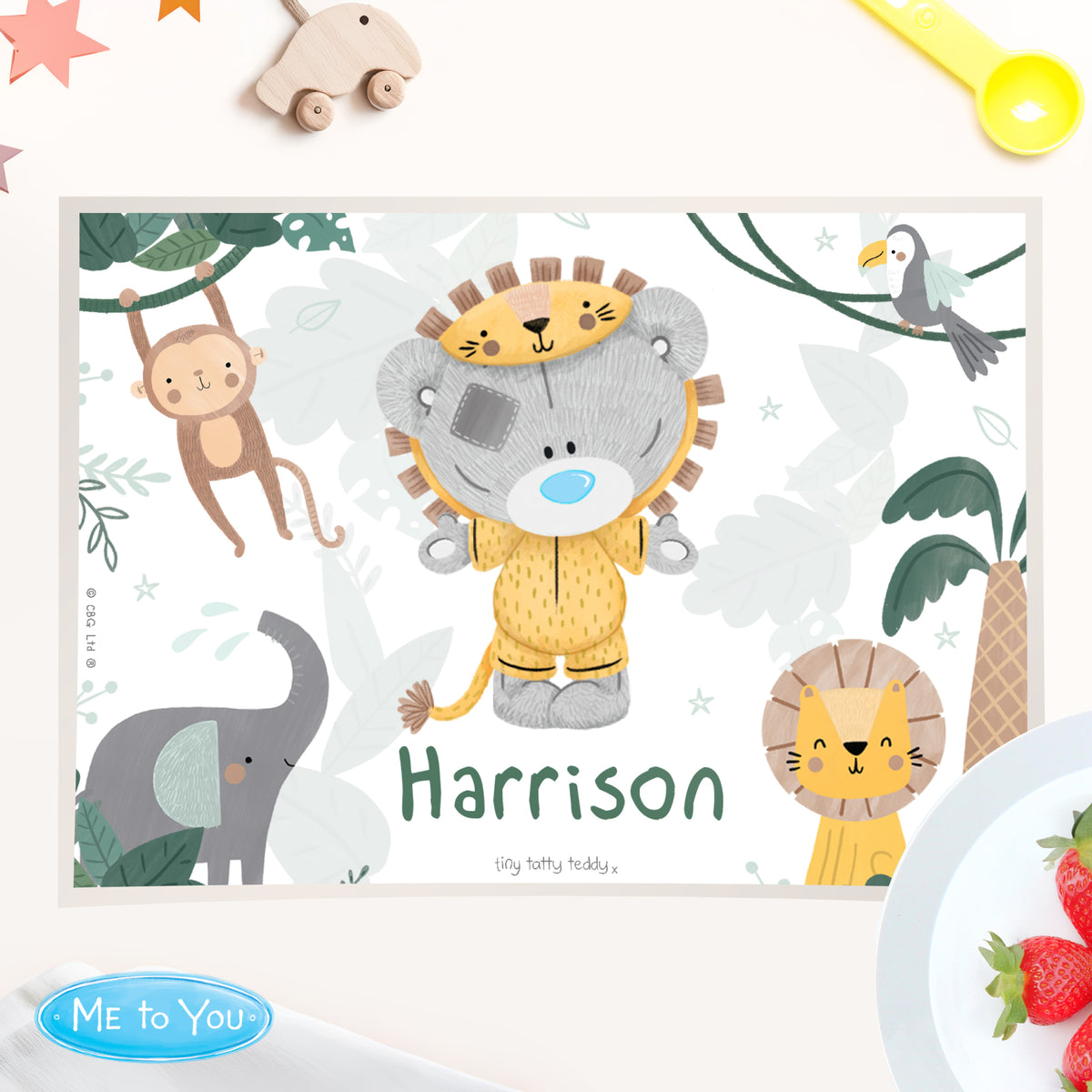 Personalised Tiny Tatty Teddy Jungle Animals Placemat | Mealtime Essentials