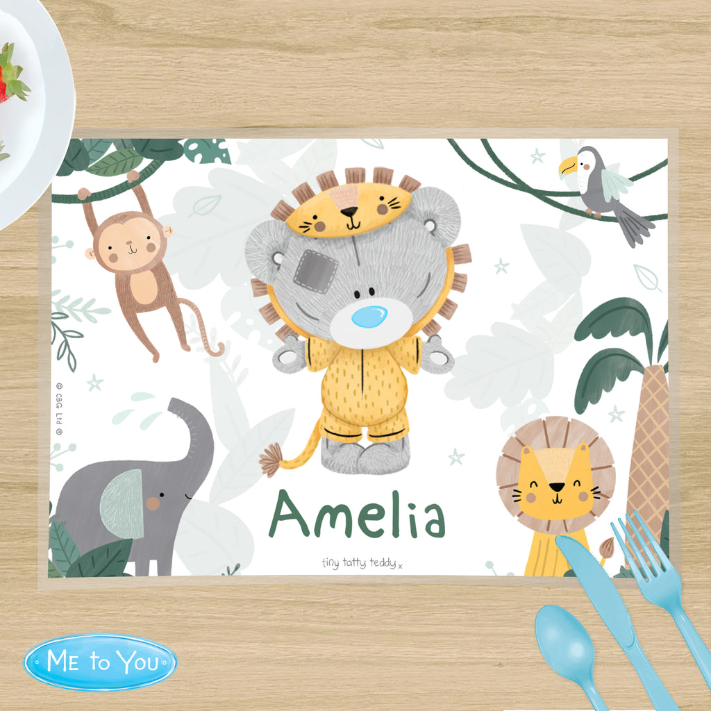 Personalised Tiny Tatty Teddy Jungle Animals Placemat | Mealtime Essentials