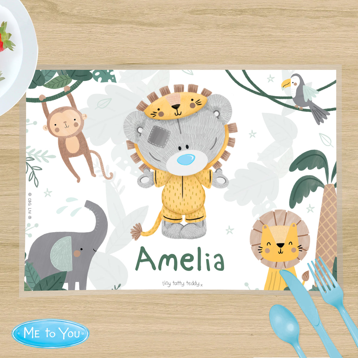 Personalised Tiny Tatty Teddy Jungle Animals Placemat | Mealtime Essentials