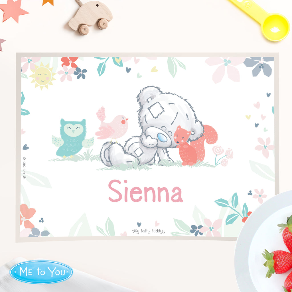 Personalised Tiny Tatty Teddy Woodland Animal Placemat for Christmas
