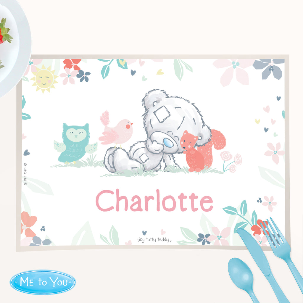 Personalised Tiny Tatty Teddy Woodland Animal Placemat for Christmas