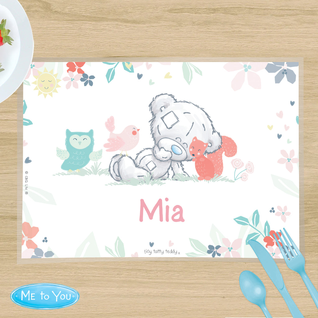 Personalised Tiny Tatty Teddy Woodland Animal Placemat for Christmas