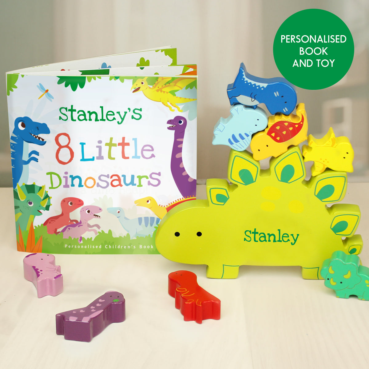 Personalised Dinosaur Book & Stacking Toy | Books