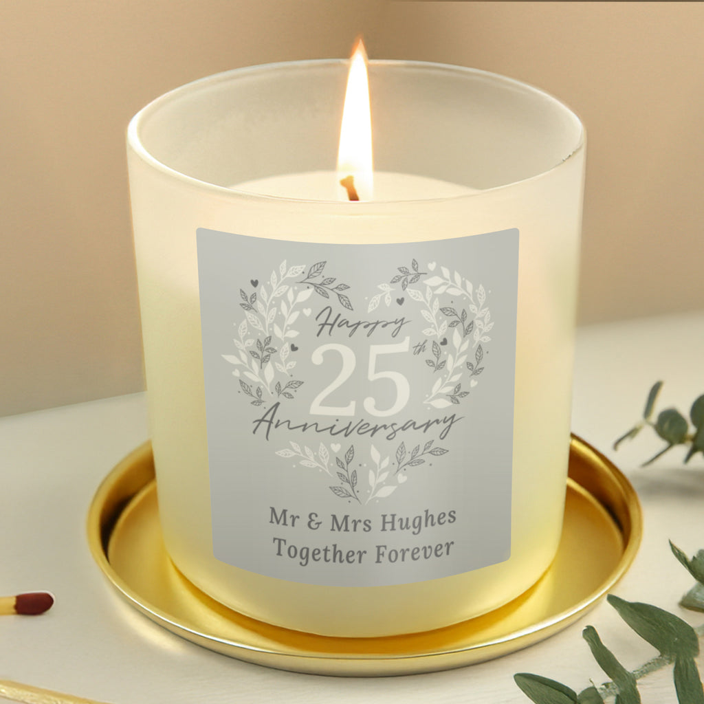 Personalised 25th Silver Wedding Anniversary Candle Jar | Candles & Reed Diffusers