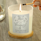 Personalised 25th Silver Wedding Anniversary Candle Jar | Candles & Reed Diffusers