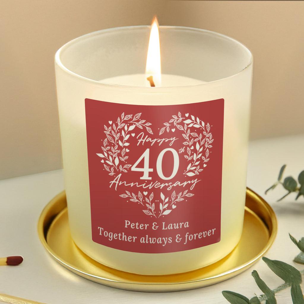 Personalised 40th Ruby Wedding Anniversary Candle Jar for Wedding
