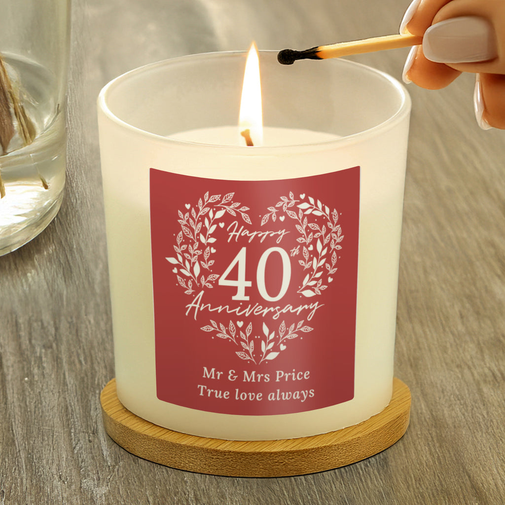 Personalised 40th Ruby Wedding Anniversary Candle Jar for Wedding