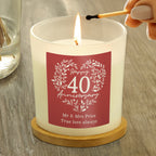 Personalised 40th Ruby Wedding Anniversary Candle Jar for Wedding