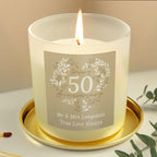 Personalised 50th Golden Wedding Anniversary Candle Jar | Candles & Reed Diffusers | Wedding Gift