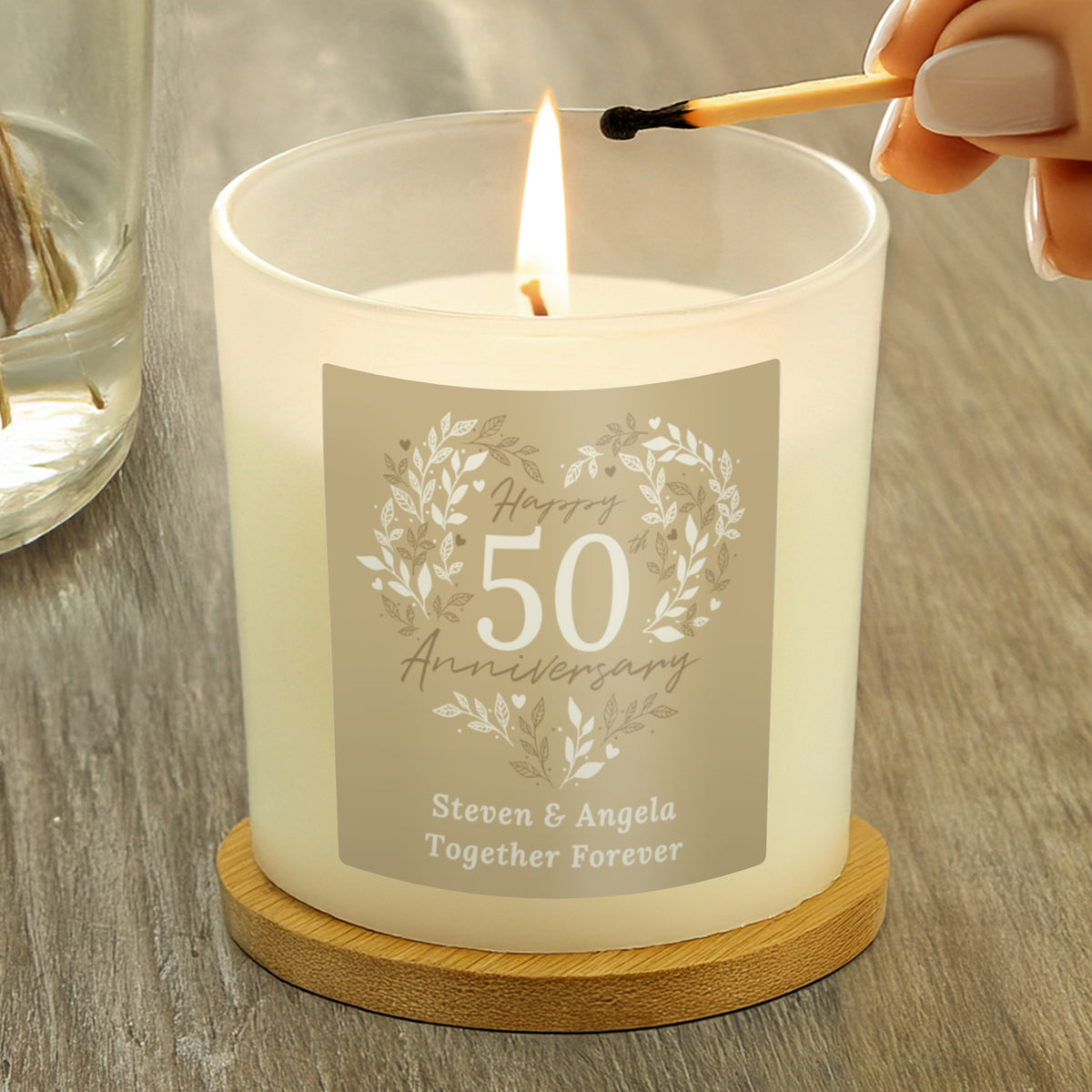 Personalised 50th Golden Wedding Anniversary Candle Jar | Candles & Reed Diffusers | Wedding Gift