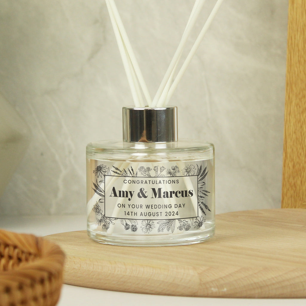 Personalised Black Foliage Reed Diffuser | Wedding Gift