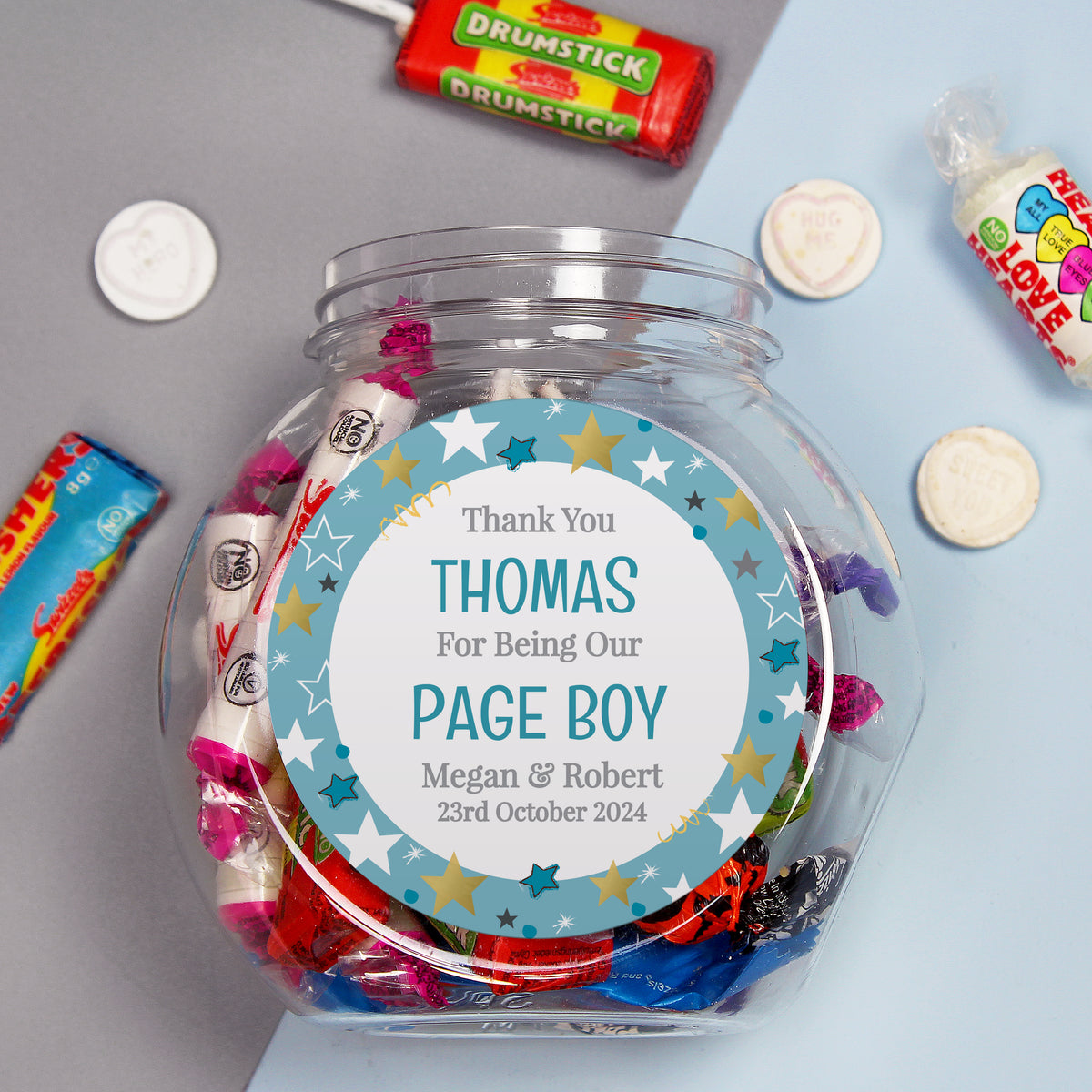 Personalised Page Boy Sweet Jar for Wedding