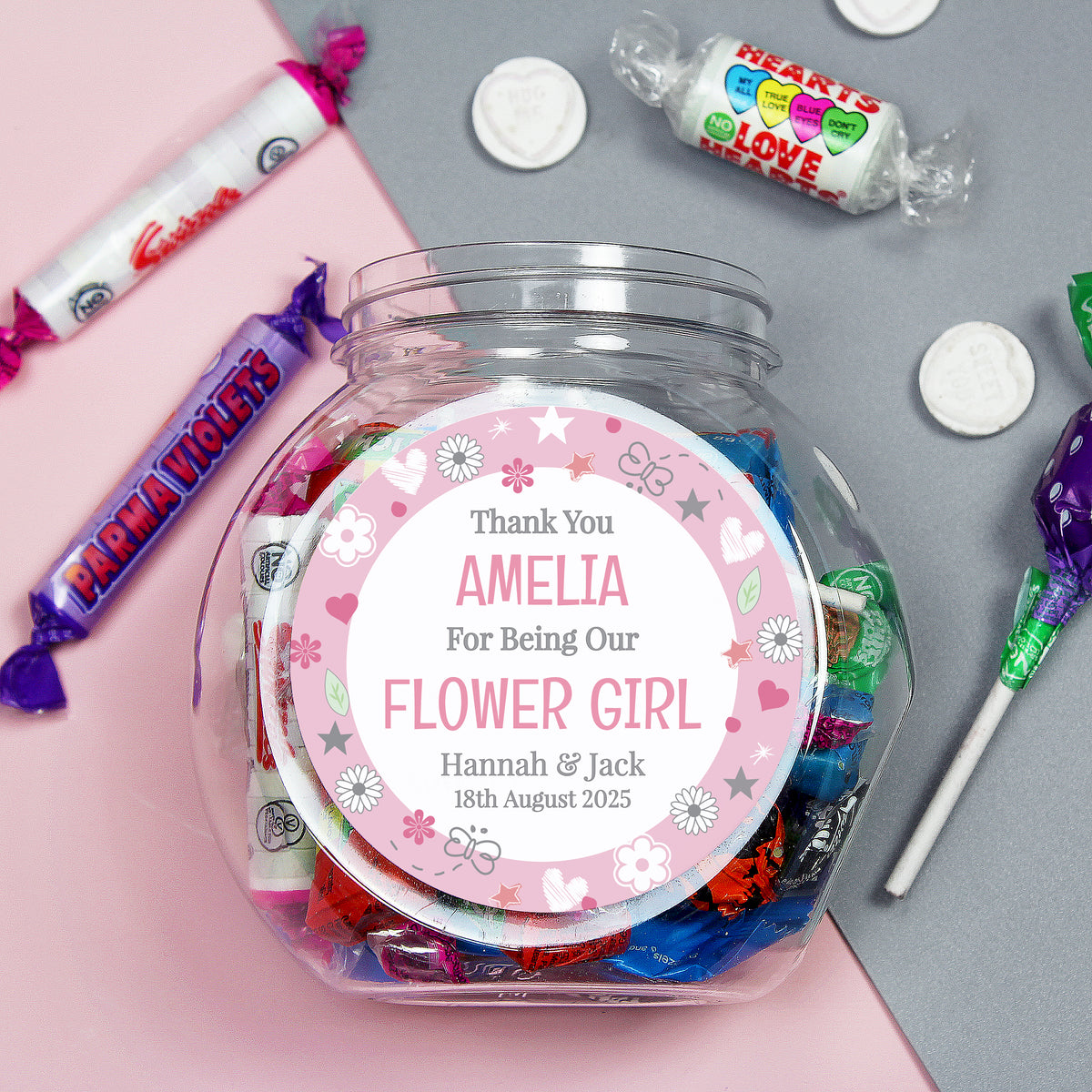 Personalised Flower Girl Sweet Jar | Confectionery | Inspired Creative Gifts