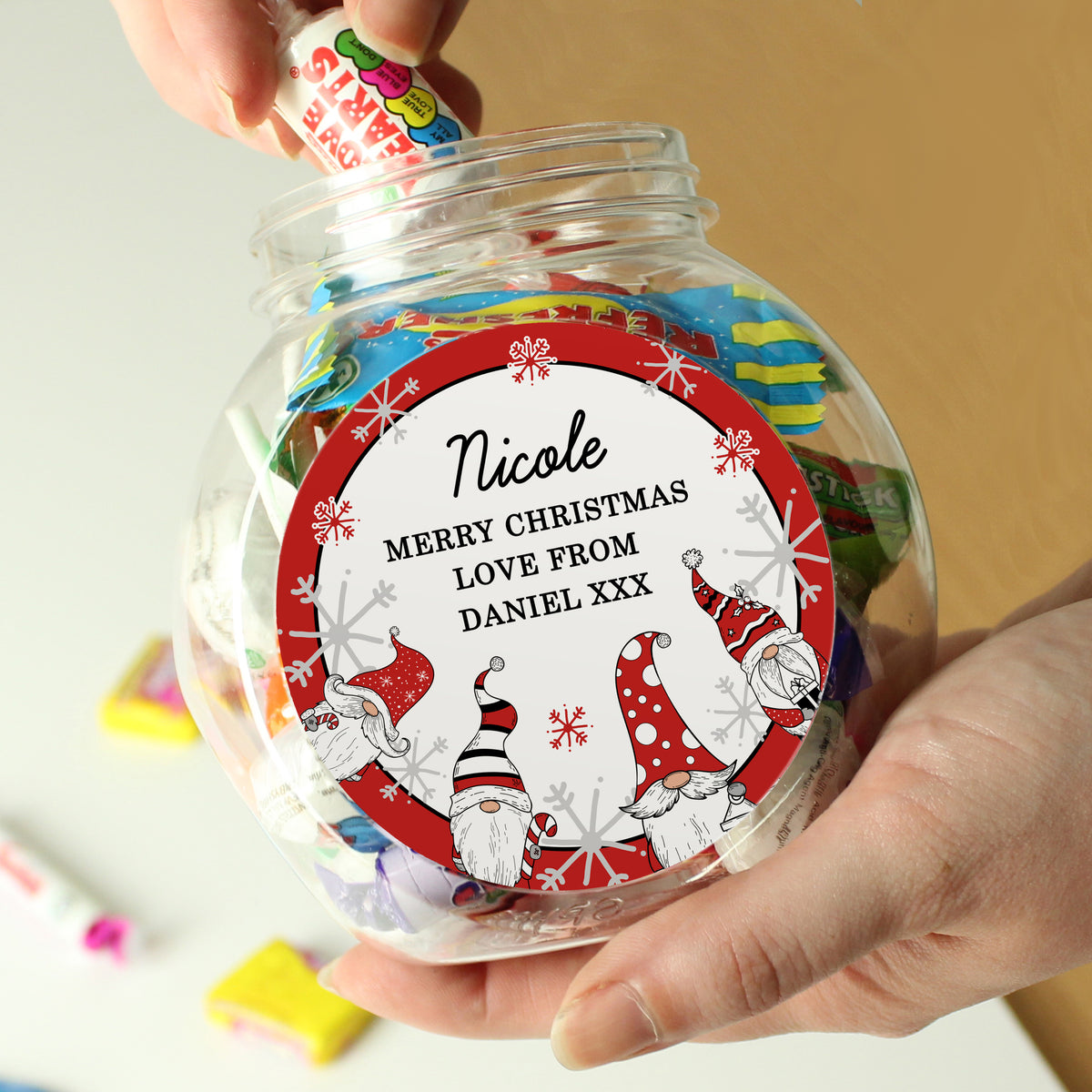 Personalised Gonk Christmas Sweet Jar | Confectionery