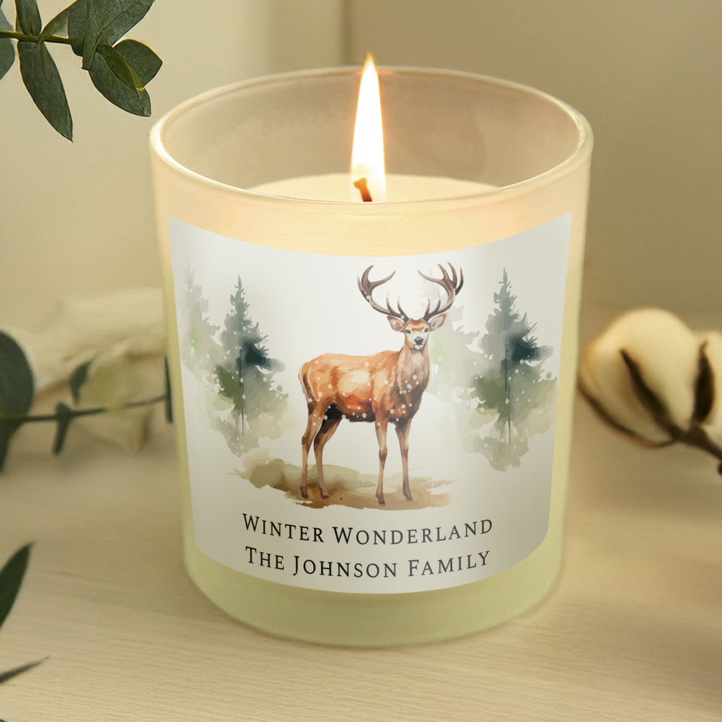 Personalised Watercolour Stag Candle Jar | Candles & Reed Diffusers | Christmas Gift