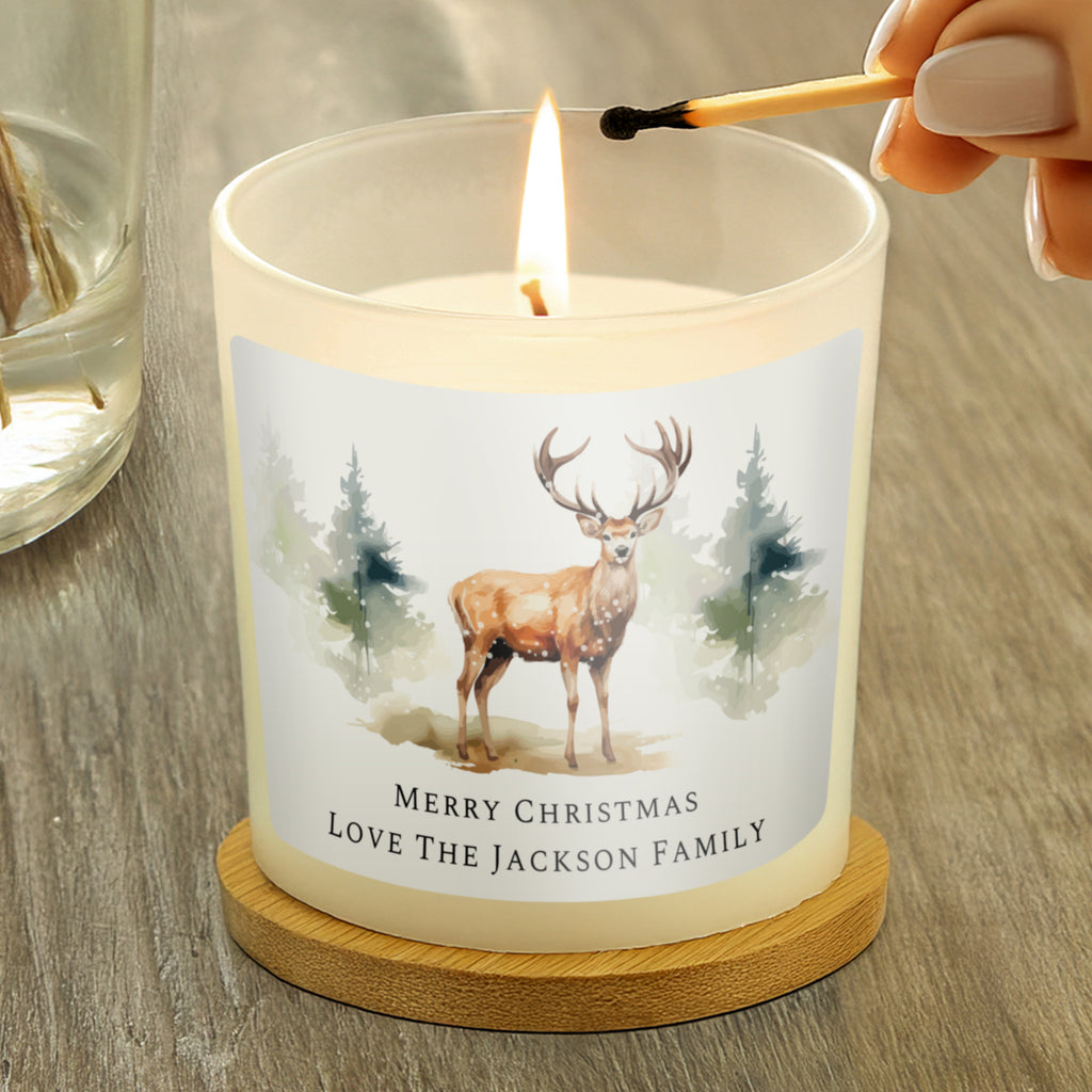 Personalised Watercolour Stag Candle Jar | Candles & Reed Diffusers | Christmas Gift