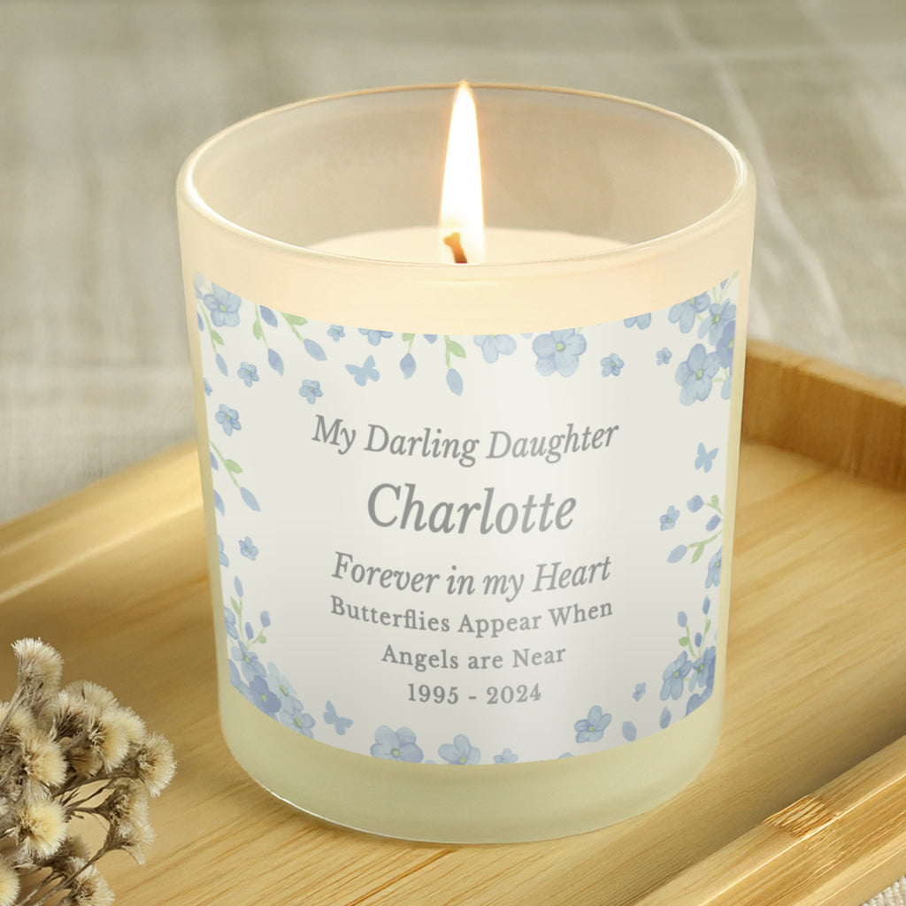 Personalised Memorial Forget Me Not Candle Jar | Candles & Reed Diffusers | Inspired Creative Gifts
