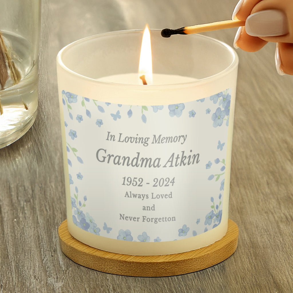 Personalised Memorial Forget Me Not Candle Jar | Candles & Reed Diffusers | Inspired Creative Gifts