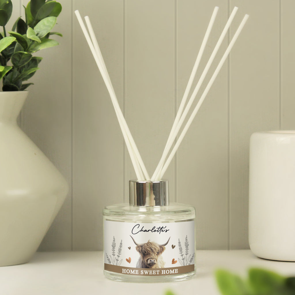 Personalised Highland Cow Reed Diffuser | Candles & Reed Diffusers | Inspired Creative Gifts