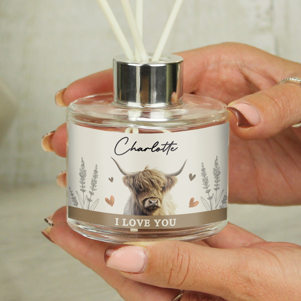 Personalised Highland Cow Reed Diffuser | Candles & Reed Diffusers | Inspired Creative Gifts