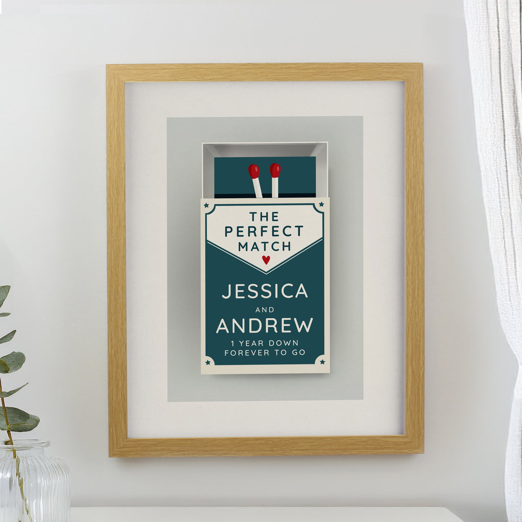 Personalised Perfect Match Oak Poster Frame | Framed Prints | Inspired Creative Gifts
