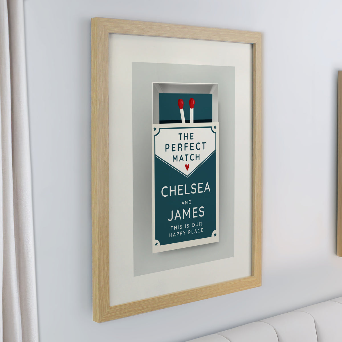 Personalised Perfect Match Oak Poster Frame | Framed Prints | Inspired Creative Gifts