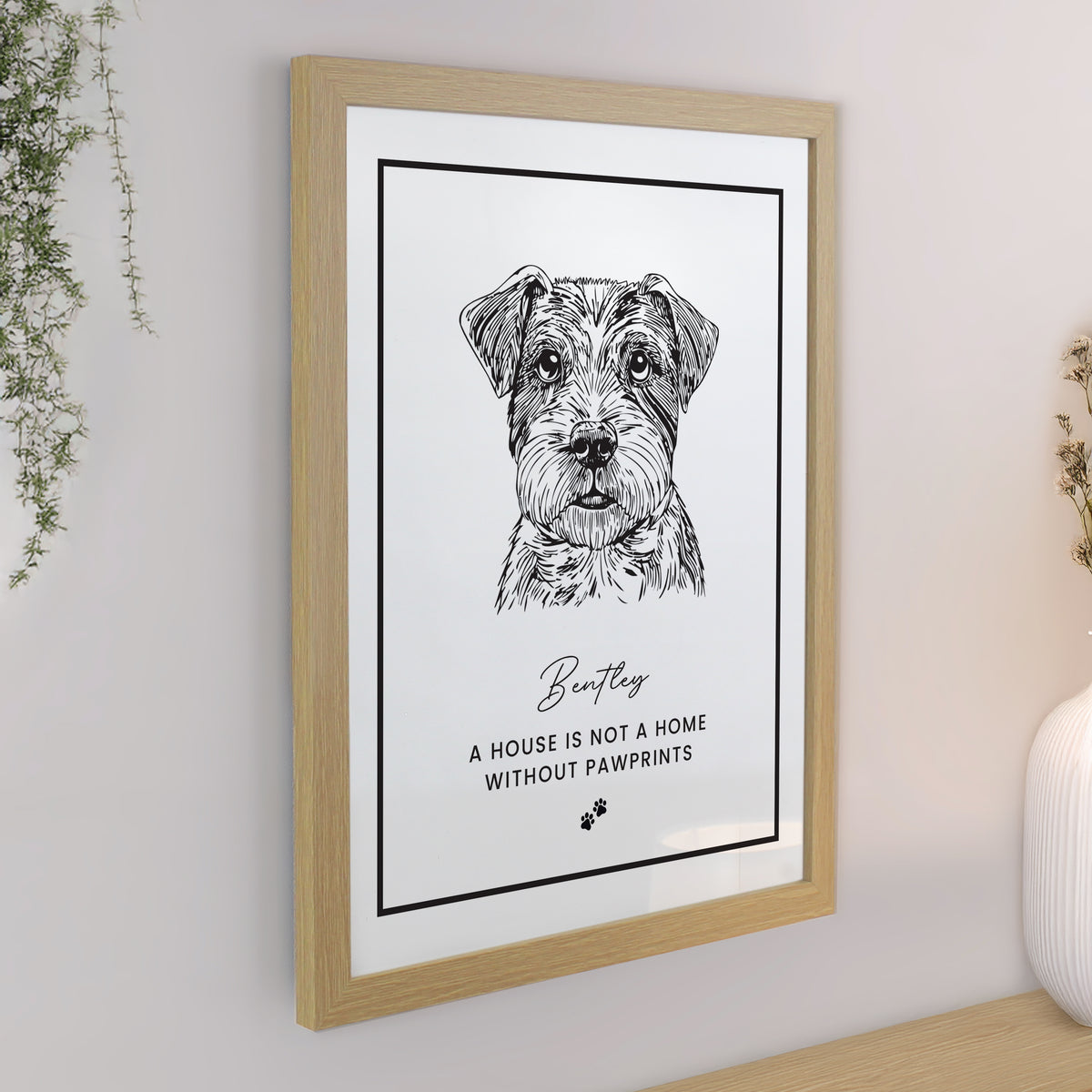 Personalised Dog Breed Oak Framed Print | Framed Prints