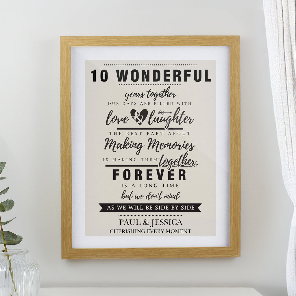 Personalised Anniversary Oak Poster Frame | Poster Frames