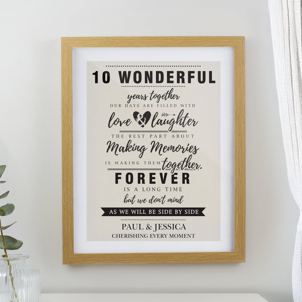 Personalised Anniversary Oak Poster Frame | Poster Frames