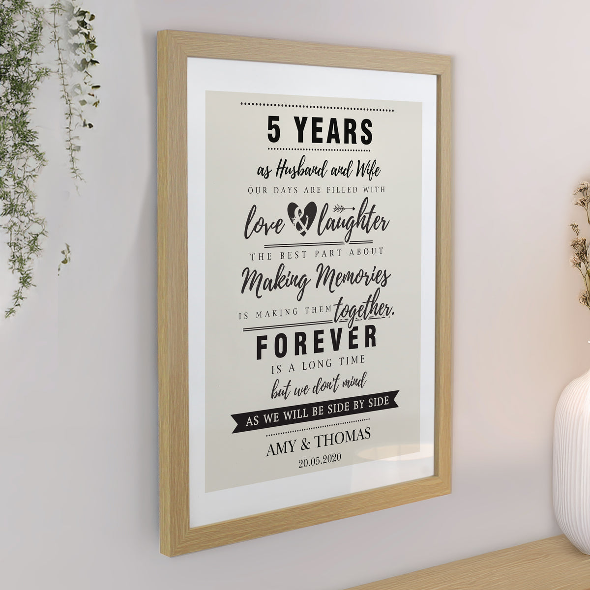 Personalised Anniversary Oak Poster Frame | Poster Frames