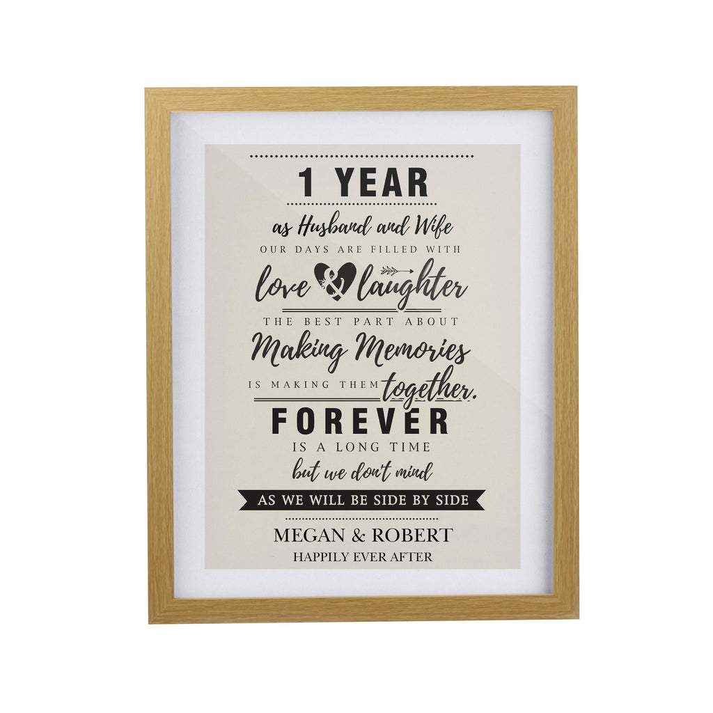 Personalised Anniversary Oak Poster Frame | Poster Frames
