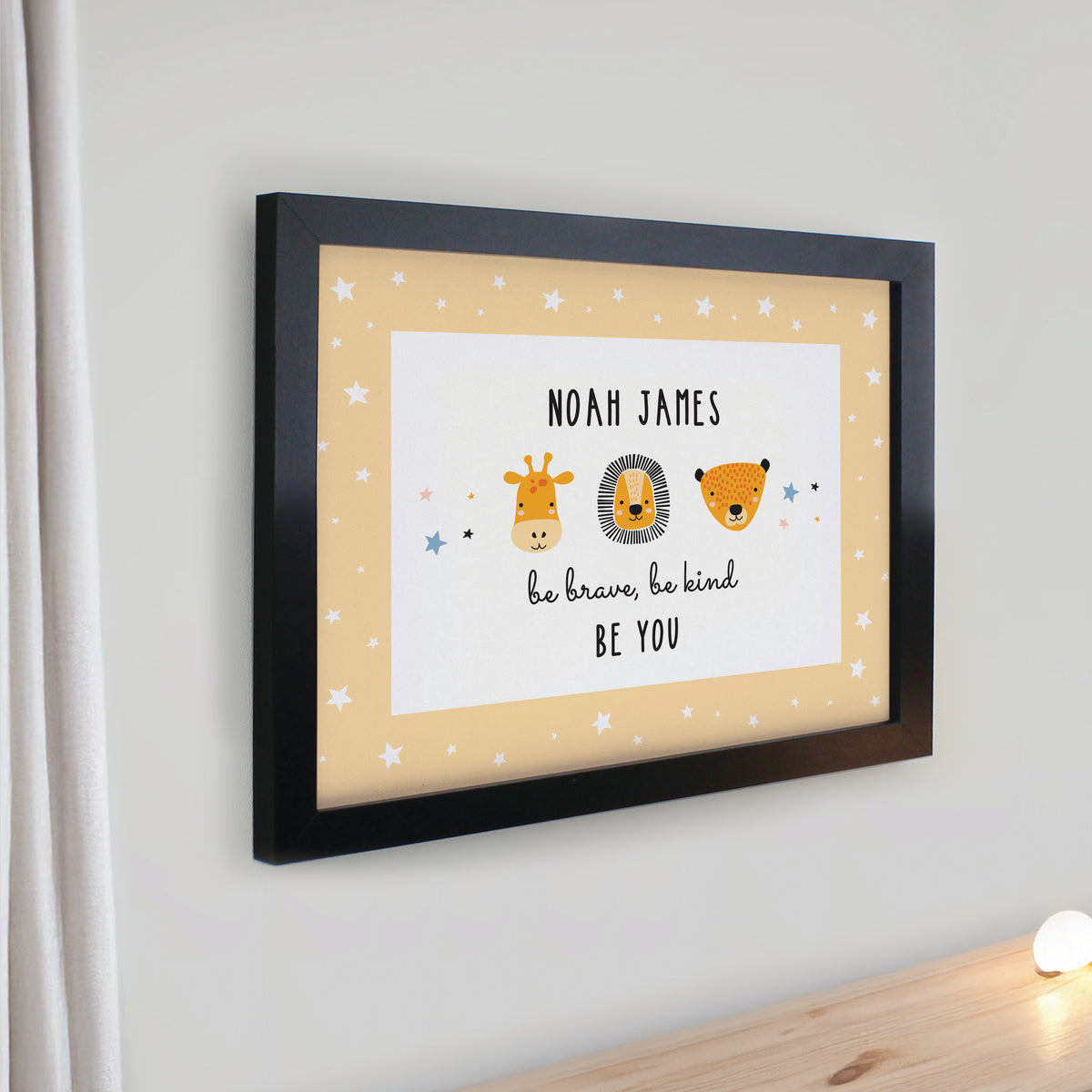 Personalised Scandi Animals Black Poster Frame | Poster Frames | New Baby Gift