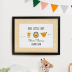 Personalised Scandi Animals Black Poster Frame | Poster Frames | New Baby Gift