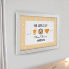 Personalised Scandi Animals White Poster Frame | New Baby Gift