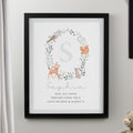 Personalised Woodland Initial Black Poster Frame | Framed Prints | New Baby Gift